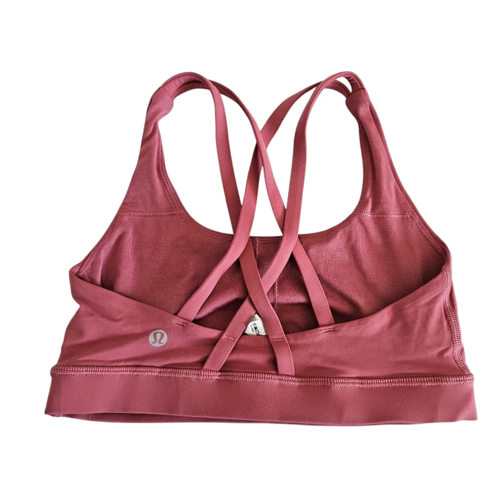 Lululemon x Peloton Energy Bra Size 4 “Together We Go Far” Sports Bra Pink - Picture 2 of 5